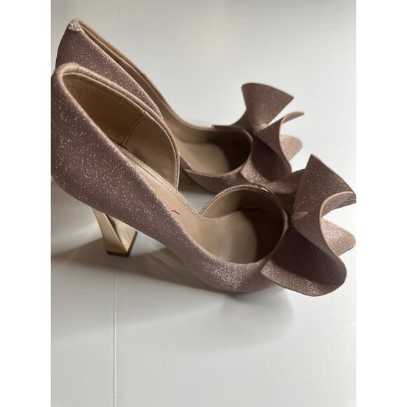 Betsey Johnson Glitter Bow High Heels Pointed Toe Pink Size 6M Made In China - Picture 2 of 7